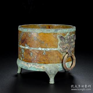 旧藏,高古和田玉 铜镶嵌器皿